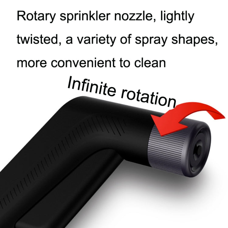 Rotary sprinkler nozzle head with red accent on black handle