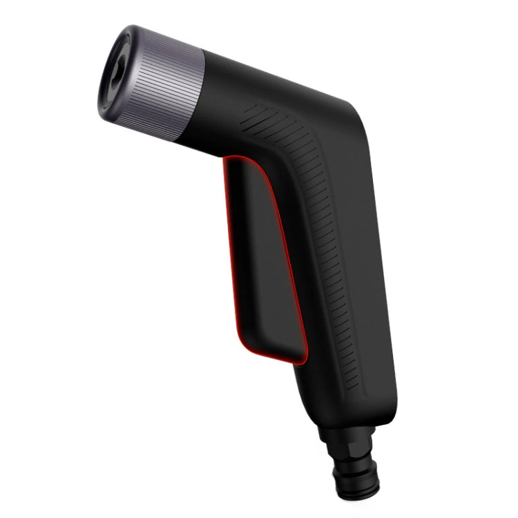 High-pressure sprinkler nozzle attachment with black handle and silver threaded inlet