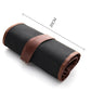 Rolled storage pouch for pottery clay carving tools in brown and black