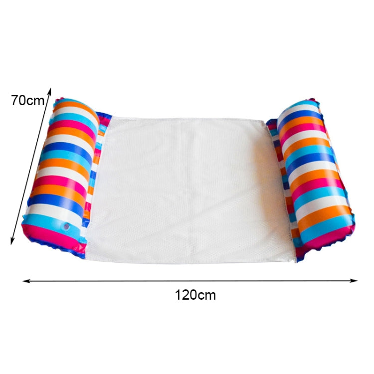 Colorful striped inflatable floating bed with side bolsters, 120cm x 70cm