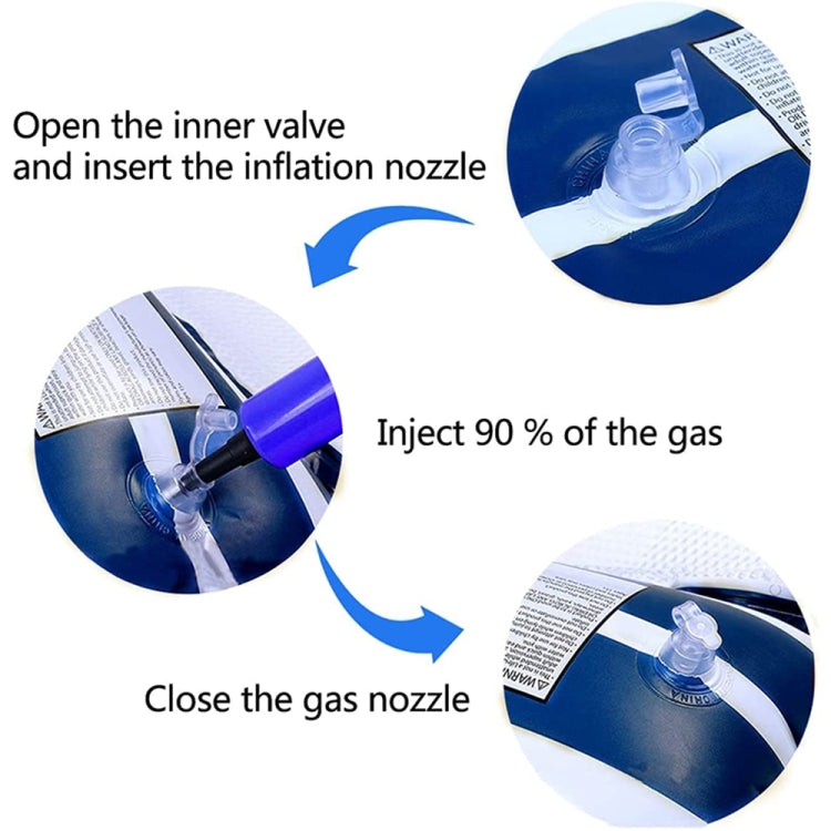 Inflatable pool float valve and inflation nozzle, open and close to inflate
