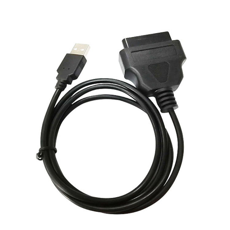 USB to OBD2 female conversion cable with black connectors and cable