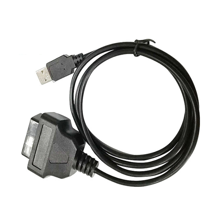 USB-to-OBD2 conversion cable showing USB plug and OBD2-style connector