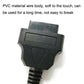 Black OBD2-style female connector on conversion cable with textured grip