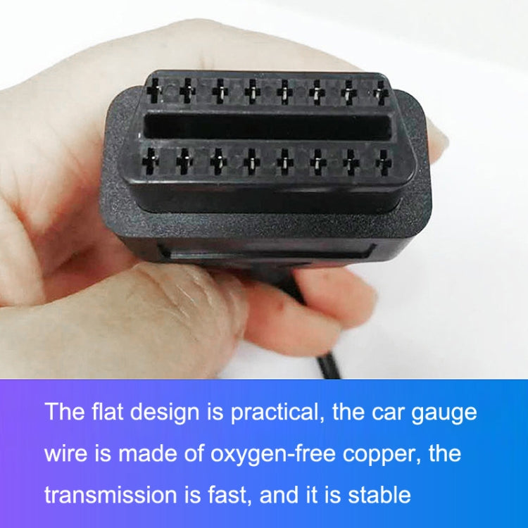 Close-up of 16-pin OBD2-style connector end on conversion cable