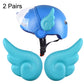 Motorcycle helmet angel wing decorations: blue helmet with light blue wings and clear visor
