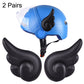Motorcycle helmet angel wing decorations: blue helmet with black wings and clear visor