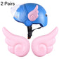 Motorcycle helmet angel wing decorations: blue helmet with pink wings and clear visor