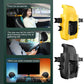 Car seat back USB fan in yellow and black, side mounting clips visible