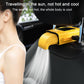 Yellow car seat back USB fan blowing air near passenger seat cushion