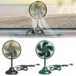 Mini USB fan set showing black and green circular grilles with stand bases