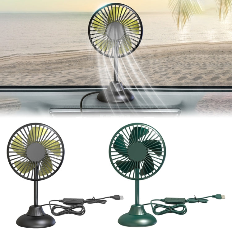 Mini USB fan set showing black and green circular grilles with stand bases