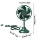 Green mini USB fan with circular grille, stand base, and connected power cord