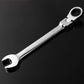 Flexible-head ratchet wrench with 7mm marking on the open-end jaw
