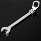Flexible-head ratchet wrench with 20mm marking on the open-end jaw