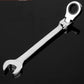 Flexible-head ratchet wrench with 21mm marking on the open-end jaw