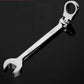 Flexible-head ratchet wrench with offset open end and socket drive