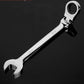 Flexible-head ratchet wrench with 24mm marking on the open-end jaw
