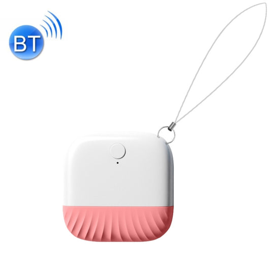 Two-way Bluetooth anti-lost key finder with pink ribbed bottom and hanging cord