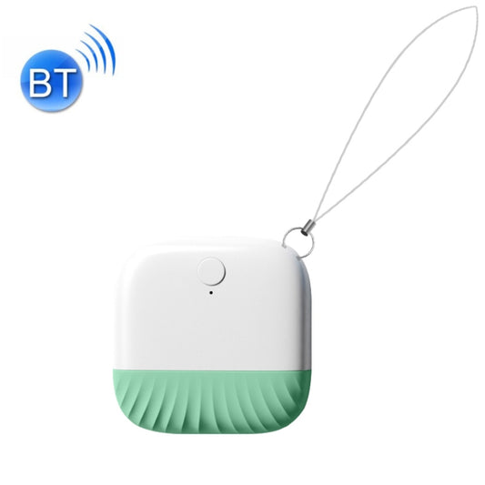 Two-way Bluetooth anti-lost key finder with green ribbed bottom and hanging cord