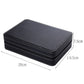 Black PU zippered watch box, flat top design with size dimensions shown