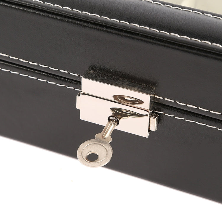 PU leather watch box clasp with silver metal latch and keyring-style handle
