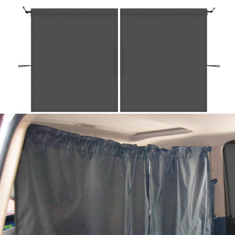 Dark gray car privacy curtain set with two panels and top hanging ties