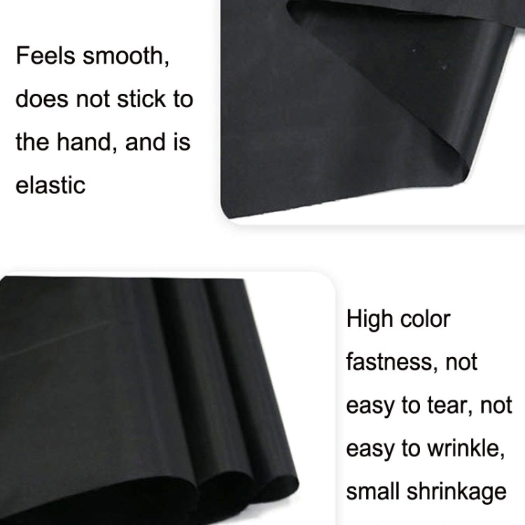 Black car privacy curtain fabric with smooth finish and stitched corner