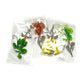Pack of assorted soft frog fishing lures in individual clear bags with spinner hooks