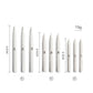 Light-gray and white blending stumps with numbered size labels and pointed tips.