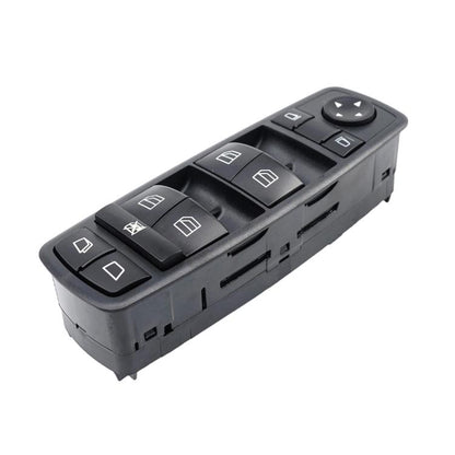 Dark gray power window switch panel with control buttons and rocker switches
