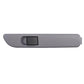 Grey window switch with rectangular black rocker button on side panel.