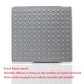 Square shower head panel featuring a grid of small chrome spray nozzles