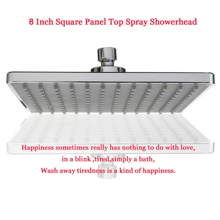 Square panel top spray shower head with central chrome swivel nozzle outlet