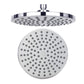 Round ceiling shower head with dotted spray pattern and chrome faceplate
