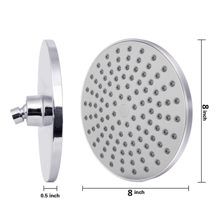 8-inch round shower head with chrome wall mount and adjustable side connection