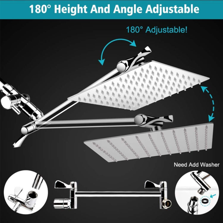 Adjustable dual shower set with extendable bar and overhead rainfall head