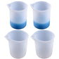 Translucent light-blue 100ml silicone measuring cups set, four cups with graduated scale