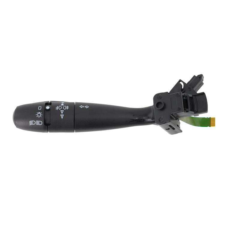 Black turn-signal indicator switch stalk with multi-symbol markings and wiring connector
