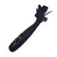 Black indicator switch stalk with head housing and connector clip, angled view