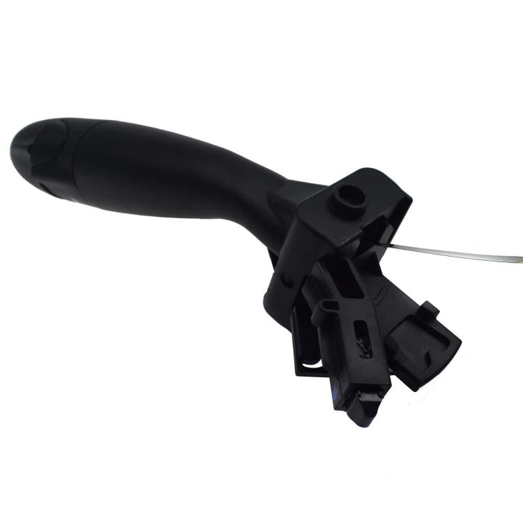 Black indicator switch stalk with mounting bracket and metal wire terminal, side view