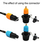 Blue SUP valve adapter connector with black housing and brass outlet
