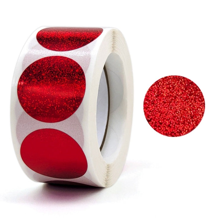 Decorative 25mm round seal stickers roll with red holographic circles