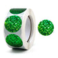 Decorative 25mm round seal stickers roll with green holographic circles