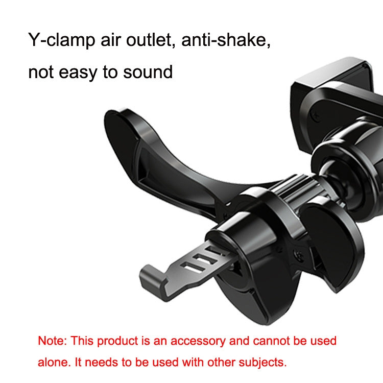 Car air outlet phone bracket clip with Y-clamp arms and ball head mount