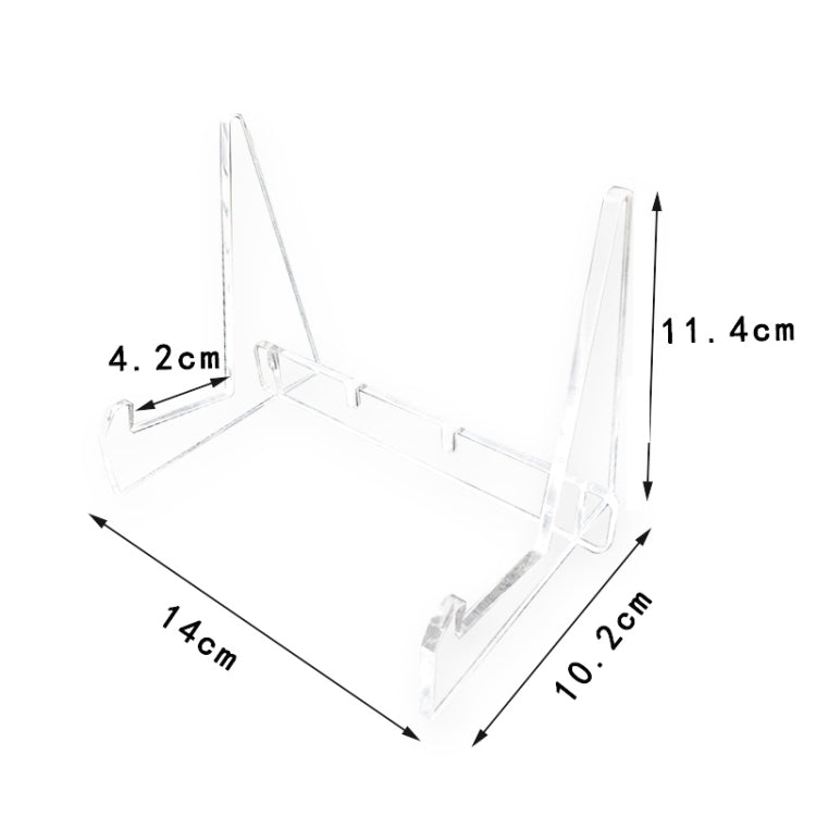 Clear acrylic picture frame stand with adjustable base arms and side legs