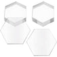 Clear hexagon acrylic place card holders, stacked set of blank panels