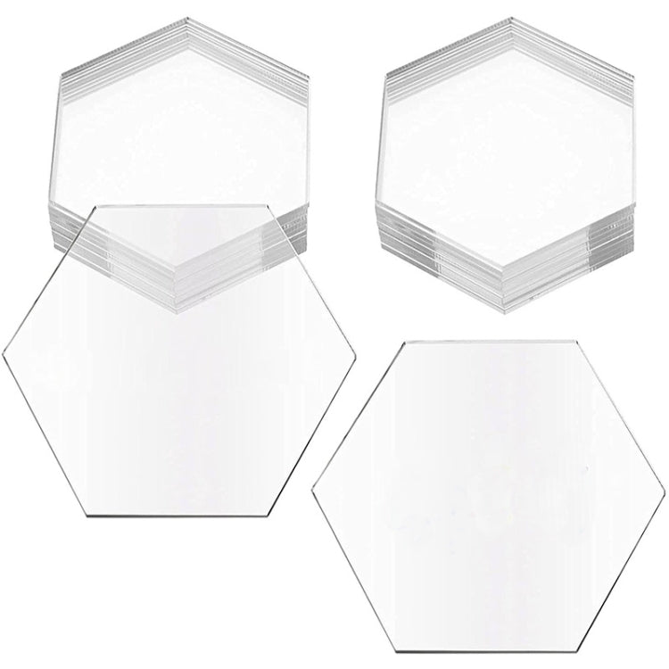 Clear hexagon acrylic place card holders, stacked set of blank panels