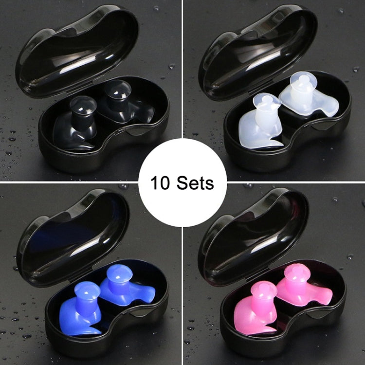Waterproof silicone spiral earplugs set in a black case, shown in multiple colors.