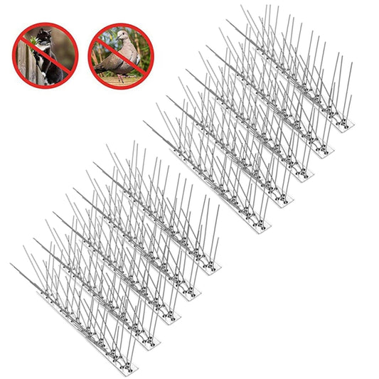 Stainless steel anti-cat bird repellent thorn spikes, 25 cm strips, 10-set